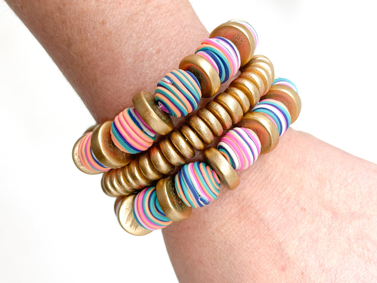 Multicolor Clay Stretch Bracelet