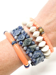 Skinny Bracelet | Orange with Navy