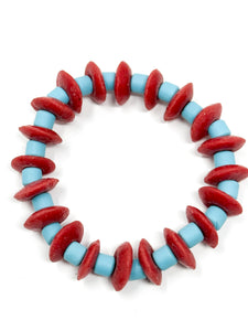 Deedee Stretch bracelet | Red + Aqua