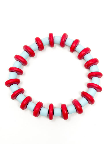 Izzy Stretch bracelet | Red + Light Blue