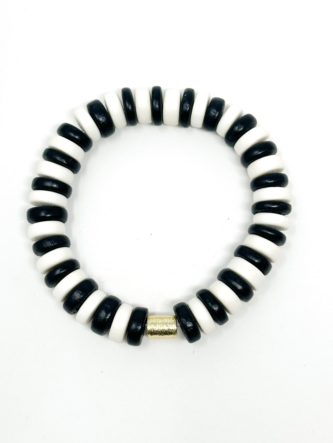 Wooden Stretch bracelet | Black + Ivory