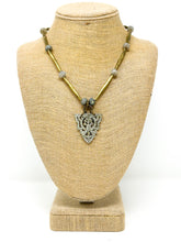 Brass Necklace with Vintage Rhinestone Pendant