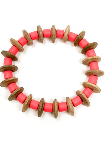 Izzy Stretch bracelet | Wood + Coral