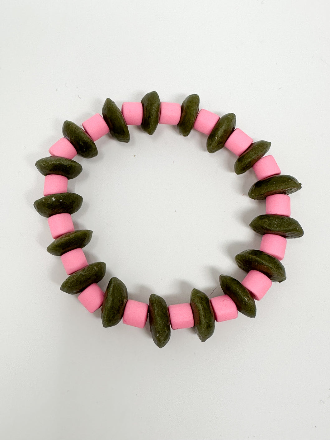 DeeDee Stretch bracelet | Olive + Bubble Gum