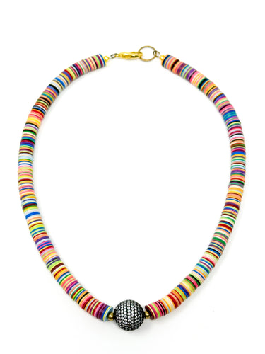 Vinyl and Pave Bead Necklace