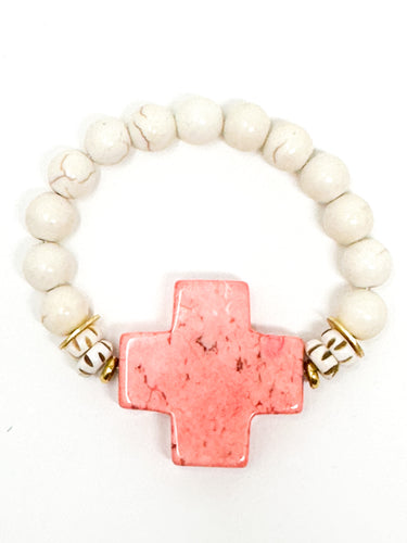 Cross Stretch Bracelet | Pink