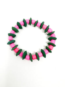 DeeDee Stretch bracelet | Green + Pink