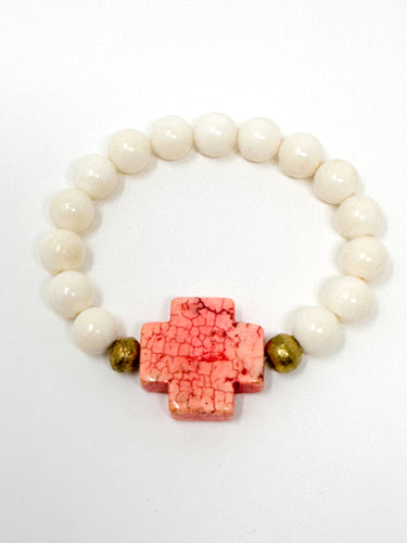 Cross Stretch Bracelet | Pink