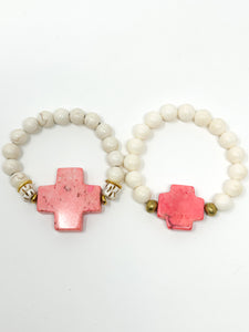 Cross Stretch Bracelet | Pink