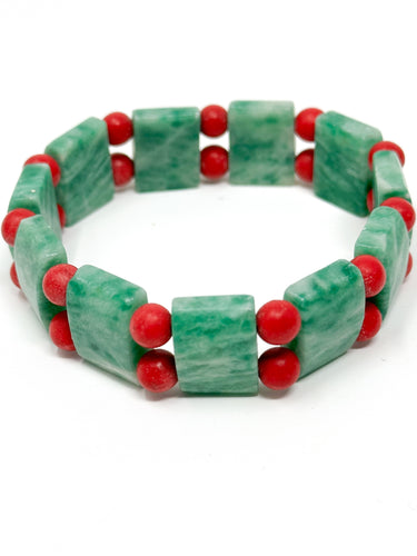 Jade Stretch Bracelet | Red + Green