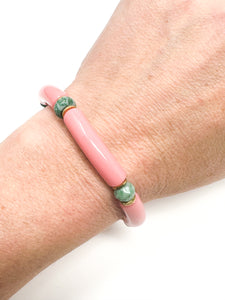 Skinny Bracelet | Pink with Green