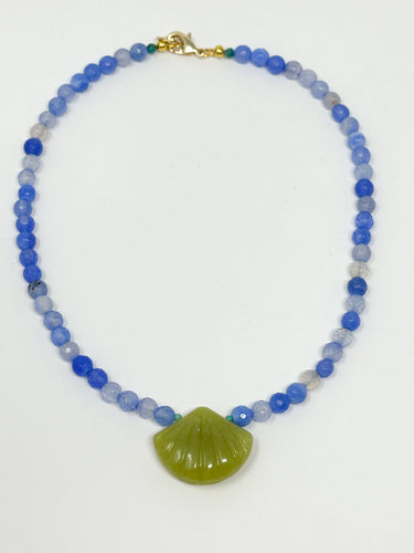 Blue Chalcedony Shell Necklace