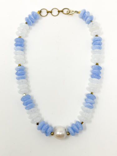 Light Blue Rondelle Necklace