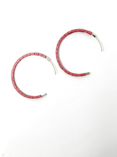 Rectangular Bead Hoops | Red