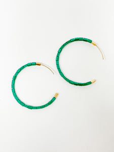 Rectangular Bead Hoops | Turquoise