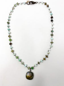 Darren Rosary Chain Necklace-Green Opal